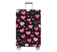 TRAVELKIN Luggage Cover Washable Suitcase Protector Anti-scratch Suitcase cover Fits 18-32 Inch Luggage, Loving Hearts-Black, L(26-28inch suitcase)