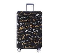 Travelkin Luggage Covers For Suitcase Tsa Approved,Suitcase Cover Protector Fit 18-32 Inch Luggage, World City, S(18-21inch suitcase)