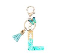 TRAVELKNOT Women's Keyring, Letter Butterfly Tassels, Cute Girl Purple Initial Keyring for Car Favors Backpack, L, L