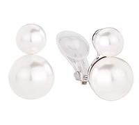Traveller Clip-on Earrings - Silver Coloured - Pearls 8 & 12 mm - White - Platinum Plated - 20x12 mm - 113105