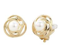 Traveller Clip-on Earrings - Women - Pearls - 10 mm - Cream - Gold coloured - 22ct Gold plated - 21 mm - 113953