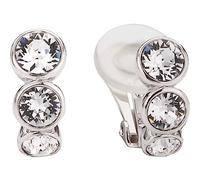 Traveller Clip-on Earrings - Women - Silver Coloured - Crystal - Preciosa Crystals - Platinum Plated - 14x6 mm - 155805