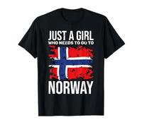 Traveller Norway Lover Girls Women Norwegian Flag Norway T-Shirt