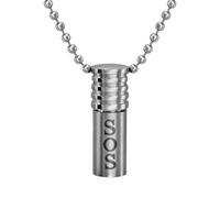 Traveller SOS Capsule with Chain - Stainless Steel - Made in Germany - With Data Strips - Capsule 30x10 mm - Chain 55 cm - Water and Dust Proof - 171015