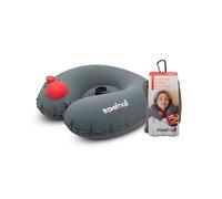 Travelmall Switzerland Award-Winning Inflatable Neck Pillow with 3D Patented Pump & Hiking Hook - Grey Edition for Airplane, Train, and Car Travel