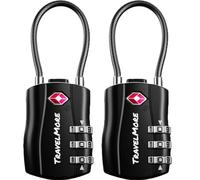TravelMore Luggage Locks - TSA Approved Suitcase Locks - Travel Locks for Luggage - TSA Padlock with Combination for Suitcases, Backpacks, Cases, Bags, 2-Pack Black