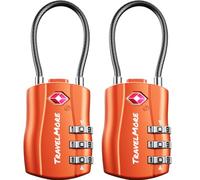 TravelMore Luggage Locks - TSA Approved Suitcase Locks - Travel Locks for Luggage - TSA Padlock with Combination for Suitcases, Backpacks, Cases, Bags, 2-Pack Orange