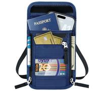 travelock Travel Neck Wallet with RFID Blocking& Passport Holder - Large Capacity Hidden Pouch for Phone, Cash, Cards, ID | Slim Fit, Anti-Theft Organizer for Airports, Sightseeing, Dark Blue