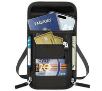 travelock Travel Neck Wallet with RFID Blocking& Passport Holder - Large Capacity Hidden Pouch for Phone, Cash, Cards, ID | Slim Fit, Anti-Theft Organizer for Airports, Sightseeing, Black
