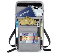 travelock Travel Neck Wallet with RFID Blocking& Passport Holder - Large Capacity Hidden Pouch for Phone, Cash, Cards, ID | Slim Fit, Anti-Theft Organizer for Airports, Sightseeing, Grey