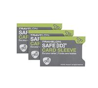 Travelon Safe Id RFID Blocking Sleeves Travel Wallet, Gray, One Size, Gray, 3.4 x 2.3, Safe Id Set of 3 RFID Blocking Sleeves