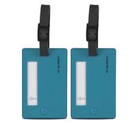 Travelon Set of 2 Luggage Tags, Aqua, 6.63 x 3.5 x 0.13, Set of 2 Privacy Luggage Tags - Swivel