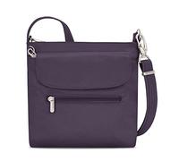 Travelon Unisex-Adult Anti-Theft Classic Mini Shoulder Bag Sling Tote, Deep Purple, 8.5" x 8.5" x 2.25"
