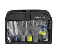 Travelon Wet Dry 1 Quart Bag with Plastic Bottles, Black, One Size, Wet/Dry 1 Quart Bag with Plastic Bottles