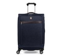 Travelpro Platinum Elite Softside Expandable Checked Suitcase, 8 Wheel Spinner Suitcase, TSA Lock, Men and Women, True Navy Blue, Checked Medium 72x47x30 cm