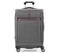Travelpro Platinum Elite Softside Expandable Checked Suitcase, 8 Wheel Spinner Suitcase, TSA Lock, Men and Women, Vintage Grey, Checked Medium 72x47x30 cm