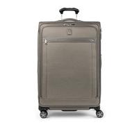 Travelpro Platinum Elite Softside Expandable Luggage, 8 Wheel Spinner Suitcase, USB Port, Fits up to 15" Laptop, Men and Women, Business Plus, Metallic Sand, Checked-Medium 25-Inch, Platinum Elite