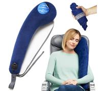 TRAVELREST All-in-One Neck & Body Pillow, Advanced Support Design, Travel Essential, Memory Foam Inserts, Washable Velour Cover, Inflatable, Airplane, Car Seat, Sleeping on Long Flights & Trips (Blue)