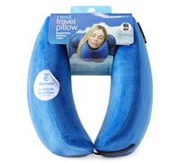 Travelrest Nest Neck Pillow for Travel - Advanced Support for Long Flights, Memory Foam Patented Design for Optimal Relaxation, Ergonomic, and Washable, On-the-Go and Attaches to Luggage - Blue