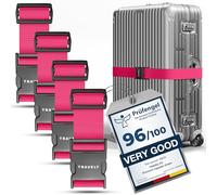 Travely® Premium Luggage Strap - Particularly Eye-catching & Safe - Includes 2 Name Tags - Suitcase Strap Ideal Cross - [Set of 4] - Pink