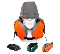 Travelzen Hooded Massage Pillow, Travel Zen Neck Pillow, 3D Dual-Core Massage & Therapeutic Heat, Mimics The Kneading Action of Human Hands, Press and Inflate, Two-Speed Adjustment (Orange)