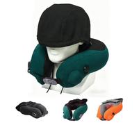 Travelzen Hooded Massage Pillow, Travel Zen Neck Pillow, 3D Dual-Core Massage & Therapeutic Heat, Mimics The Kneading Action of Human Hands, Press and Inflate, Two-Speed Adjustment (Green)