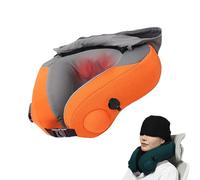 Travelzen Hooded Massage Pillow, Travel Zen Neck Pillow, Inflatable Hooded Travel Pillow, 3D Dual-Core Simulates Real Human Hand Massage Neck Pillows, for Kids & Adults, for Airplane, Train (Orange)