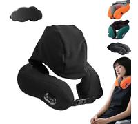 Travelzen Hooded Massage Pillow, Travelzen Neck Pillow - Mimics The Kneading Action of Human Hands, 360° Neck Support, Two-Speed Adjustment, Perfect for Pain Relief at Home, Office, Travel (#B)