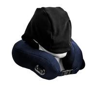 Travelzen - Travelzen Hooded Massage Pillow,with a Detachable Lens Hood,Press-to-Inflate,Voice Control,for Home,Office,Travel (Blue)