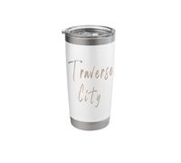 Traverse City Michigan Vintage Elegant Design Stainless Steel Insulated Tumbler