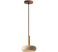 Travertine Pendant Lamp - Sturdy & Durable Natural Stone Shade Hanging Light for Kitchen Island and Dining Room - Mini Pendant Lighting with Log Design