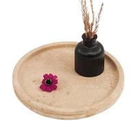 Travertine Serving Tray 10 Inch Handmade Round Stone Trays for Serving Coffee Or Tea, Marble Tray for Kitchen Counter, Snacks, Perfume, Bathroom, and Vanity Table Use