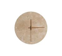 Travertine Wall Clock Lamp, Round Natural Stone Wall Sconce- Modern Minimalist Lighting and Timepiece for Bedroom, Living Room - Nordic Beige Wabi Sabi Decor(9.06" (23 cm))