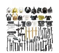 TRavesty Medieval Burgritter Weapon Pack for Mini Figures, 64 Pieces Custom Knight Weapons Set Accessory Kit Includes Armor, Helmet, Shield and Armour, Compatible with All Major Brands