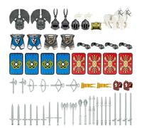 TRavesty Medieval Weapons Pack for Knight Figures, Medieval Knight Weapon Package Accessory Kit Includes Helmsd, Armor, Shield, Capes Barding, Horses Compatible with Large Brands (B)