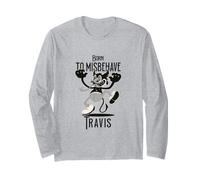 Travis - Cool Boy Name with Cute Devil - Born to Misbehave Long Sleeve T-Shirt