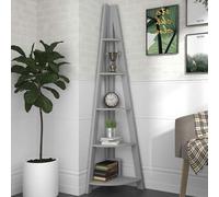 travis corner wooden ladder shelving unit - grey