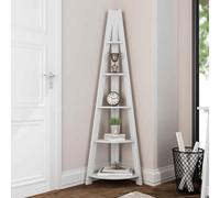 travis corner wooden ladder shelving unit - white