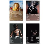 Travis Scott Poster Album Cover Limited Edition Posters (Set of 4) Unframed 8in x 12in(20x30cm) Canvas Poster Wall Art Decor Print Picture Paintings for Living Room Bedroom Decoration