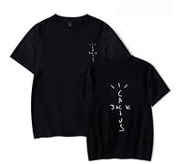 Travis Scott Short Sleeve Hip Hop Rap Round Neck T-Shirt, Fashion Casual Loose Sweatshirt Men Women Black Top Oversize (Black,M)