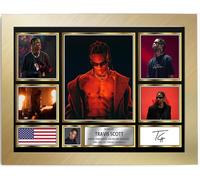 Travis Scott Signed Autograph Photograph Display - Perfect for Hip Hop Fans, A3 Poster + Gold Frame - Limited Edition Autograph Fan Gift - Collectible Memorabilia Merchandise