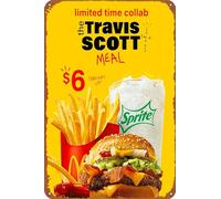 Travis Scott The Travis Scott Meal Poster Retro Metal Sign Vintage Tin Sign for Cafe Bar Home Wall Decor 12 X 8 inch