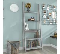travis wooden ladder bookcase with 4 shelves - grey