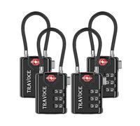 Search Alert TSA Approved Travel Combination Luggage Cable Locks for Suitcase, Gym Locker,Toolbox,Backpack 1,2,4,6 &10 pk, Black 4 Pack, ONE_Size