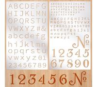 Travone 2Pcs Letter Stencils Small Metal Number Alphabet Bullet Journaling Stencils for DIY Art Crafts Reusable Wood Burning Engraving Templates Set for Painting On Sign Wood Metal Walls Fabric Rocks