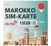 travSIM Morocco SIM Card | 30 Days -15GB Data SIM | 5G/4G High Speed Data | Unlimited Internet Access for Google, Facebook, Whatsapp, Instagram and More