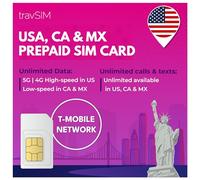 travSIM USA, Canada Mexico SIM Card | T-Mobile Network | 50GB data for the USA, 5GB for Canada & Mexico | Unlimited national calls & texts | USA, Canada Mexico SIM Card Valid for 30 days