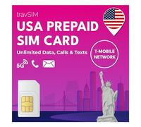 travSIM USA SIM Card | 50GB Mobile Data at 4G/5G Speed | Unlimited National Calls & SMS for The USA | US SIM Card Works in iOS and Android Devices | Valid for 60 Days