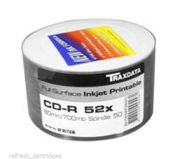 Traxdata Full Face Printable 52x CD-R 700MB - 50 Discs