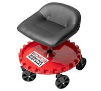 Traxion 2-230 Monster Rolling Padded Mechanic Stool Seat Garage Shop Roller Work Chair with Wheels and Tool Tray, Heavy-Duty 400-lb Capacity, All-Terrain 5" Casters